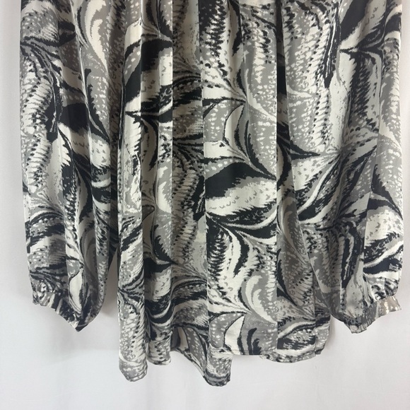 Lane Bryant Top Womens 22 24 Popover Lightweight Long Puff Sleeve Black Gray - Picture 15 of 15